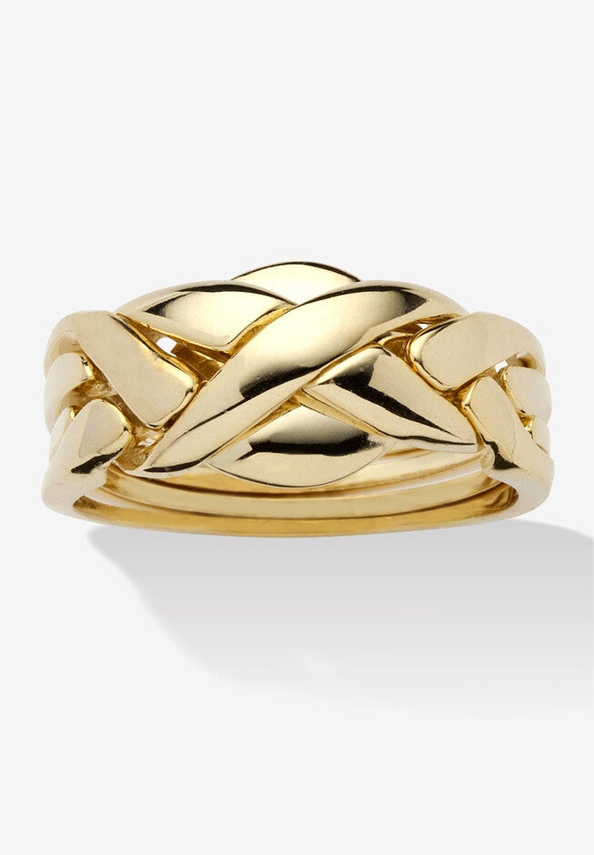Yellow Gold-Plated Braided Puzzle Ring Jewelry, GOLD, hi-res image number null