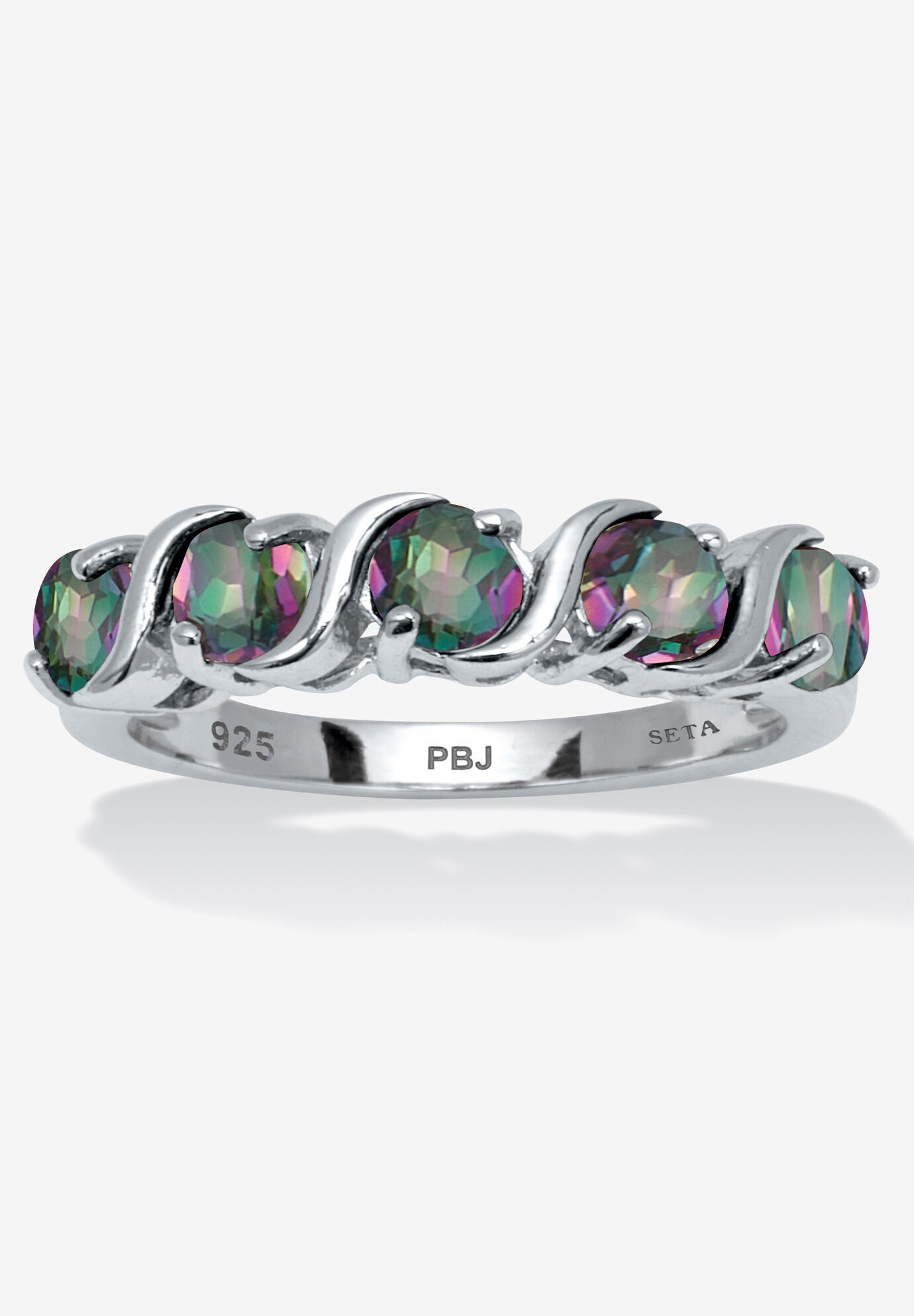 1.50 Tcw Round Cut Genuine Mystic Fire Topaz Sterling Silver Ring, TOPAZ, hi-res image number 0