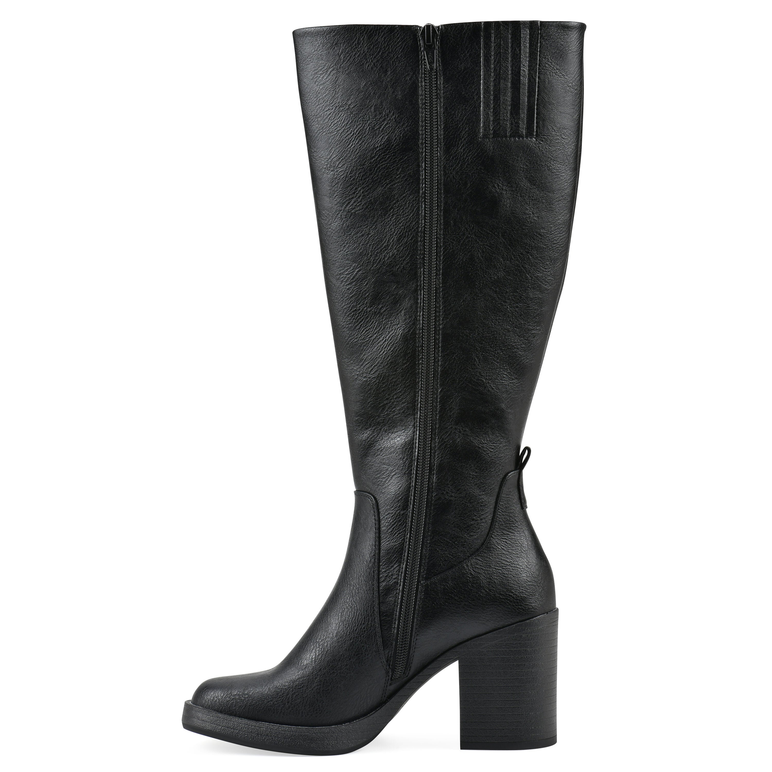 Mackle Tall Shaft Wide Calf Block Heel Boot, BLACK SMOOTH, alternate image number 3