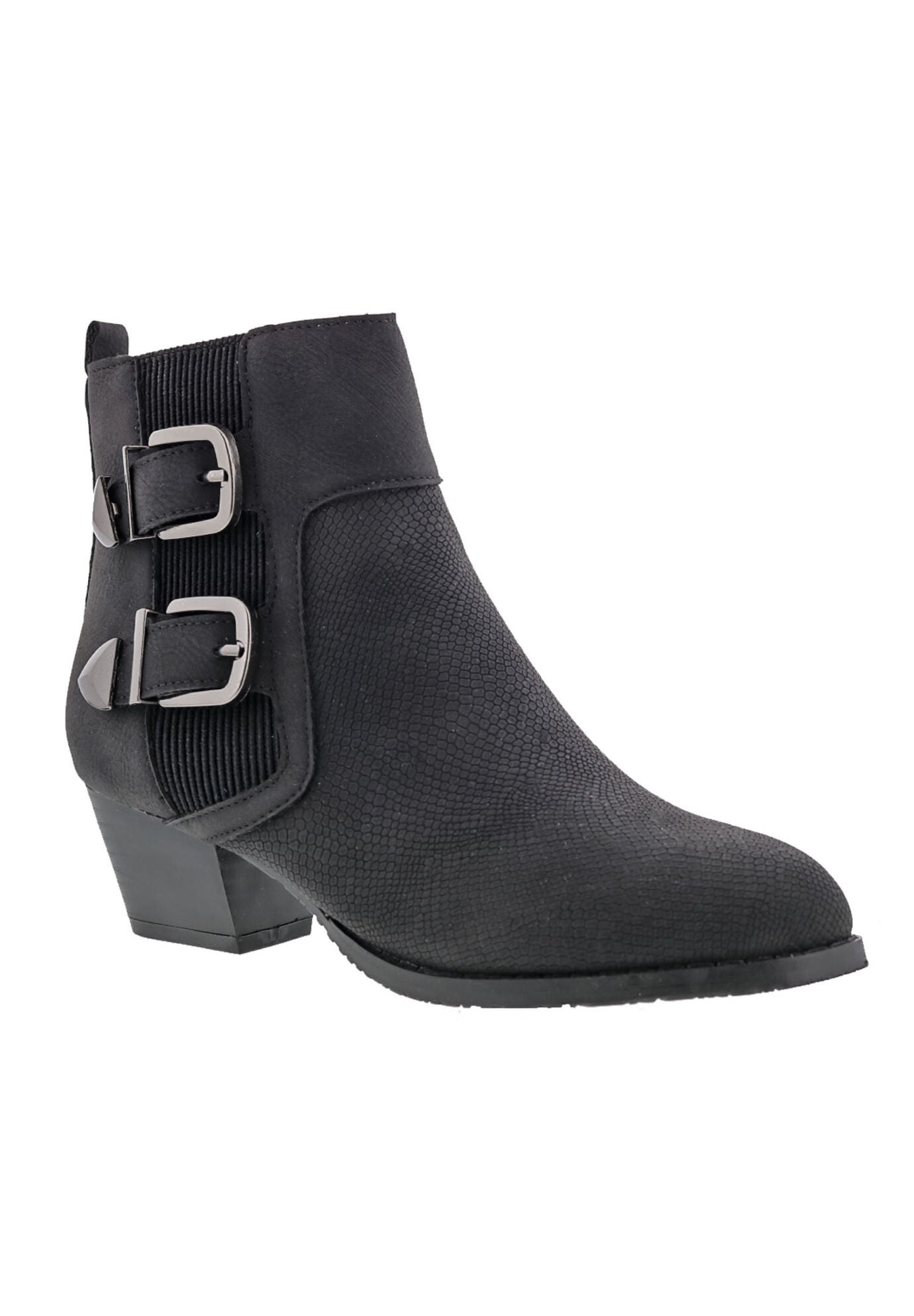 Raya Booties - Edgy Faux Leather Ankle Boot, Black | Ellos