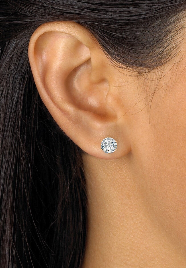 1.96 Cttw. Goldtone Round Cubic Zirconia Stud Earrings, , alternate image number null
