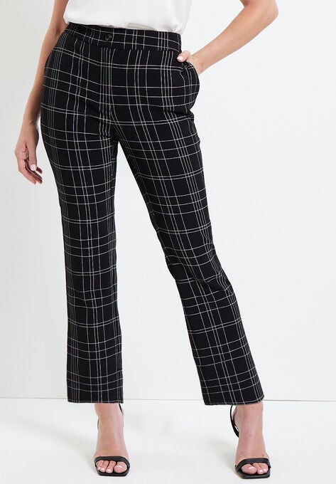 June Fit Corner Office Pants, BLACK LINE PLAID, hi-res image number null