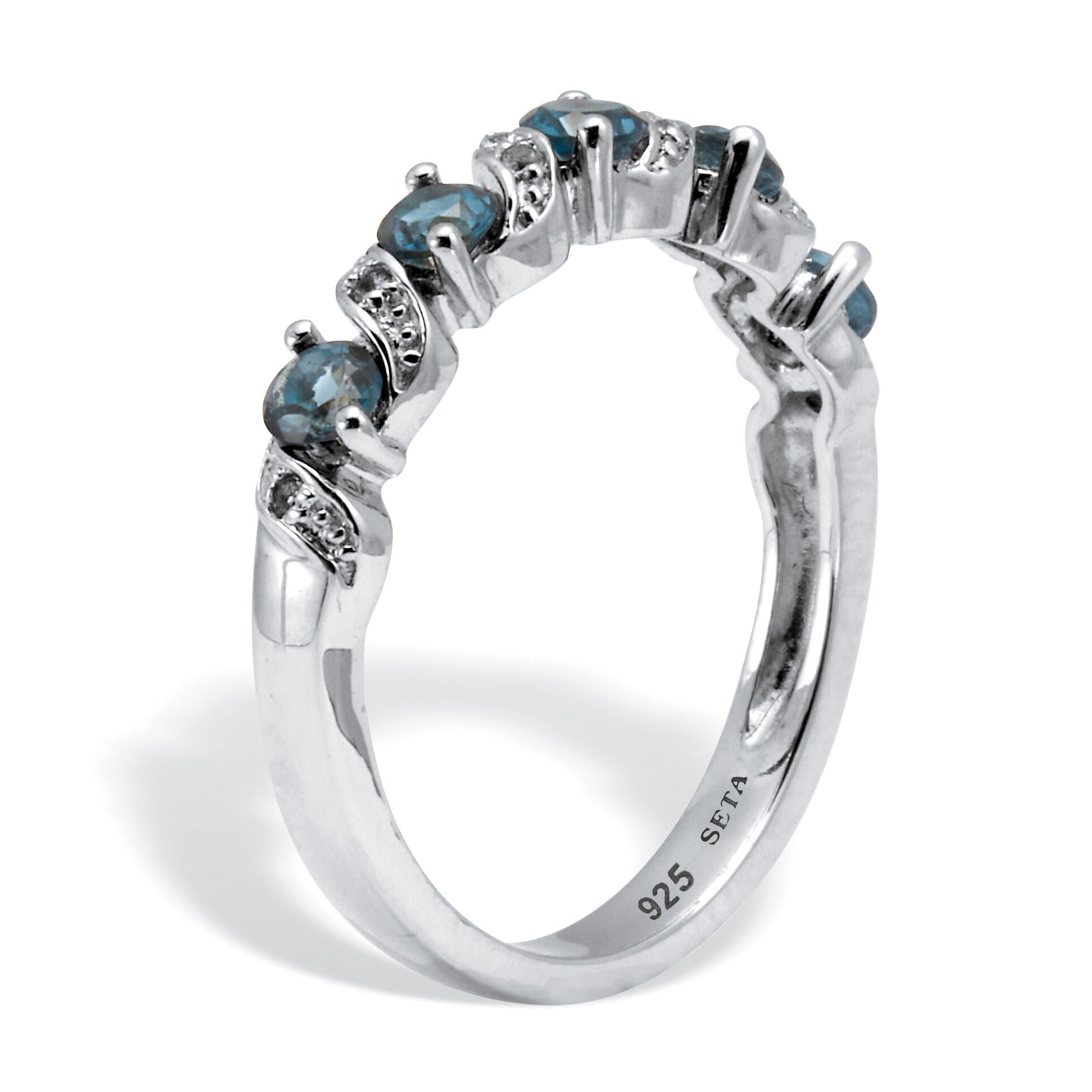 .71 TCW Round Cut Genuine London Blue Topaz Sterling Silver Ring, BLUE, on-hover image number 1