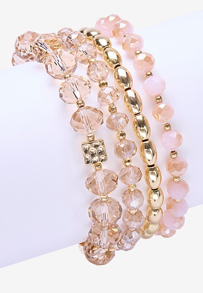 Beaded Stretch Bracelet Set, GOLD, alternate image number null