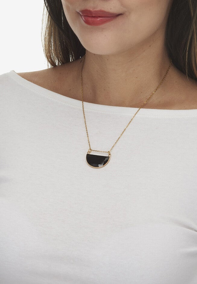 Black Crystal Goldtone Geometric Necklace And Earrings Set, , alternate image number null