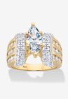 Gold over Sterling Silver Marquise Cut Engagement Ring, GOLD, hi-res image number null