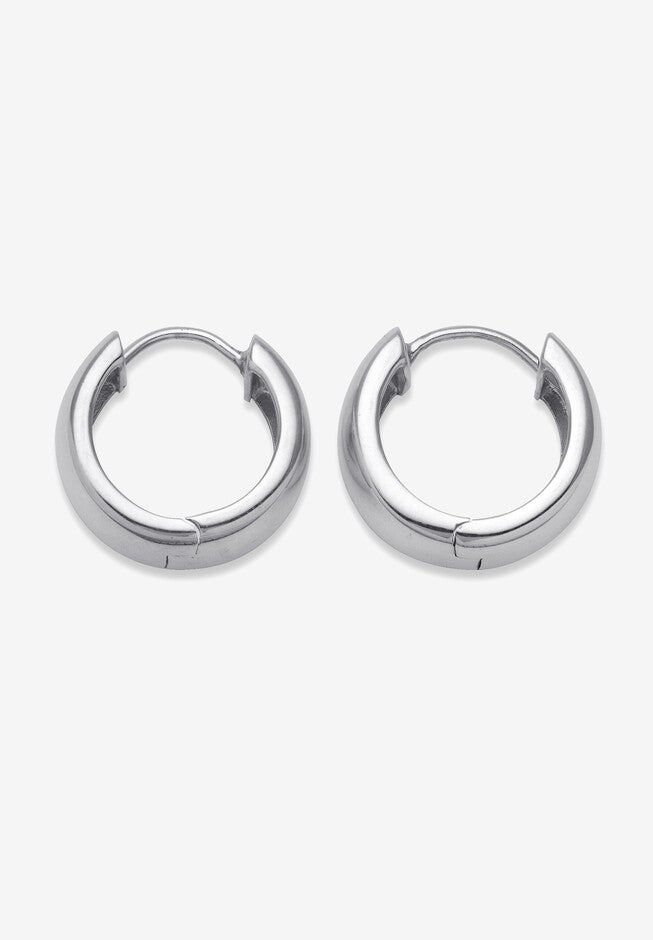 Sterling Silver Hoop Huggie Earrings, , on-hover image number null