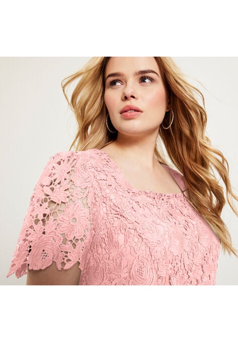Square-Neck Lace Dress, , alternate image number null