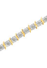 Two Toneyellow Gold Over Sterling Silver Diamond Scurve Link Miracleset Tennis Bracelet 8", , alternate image number null