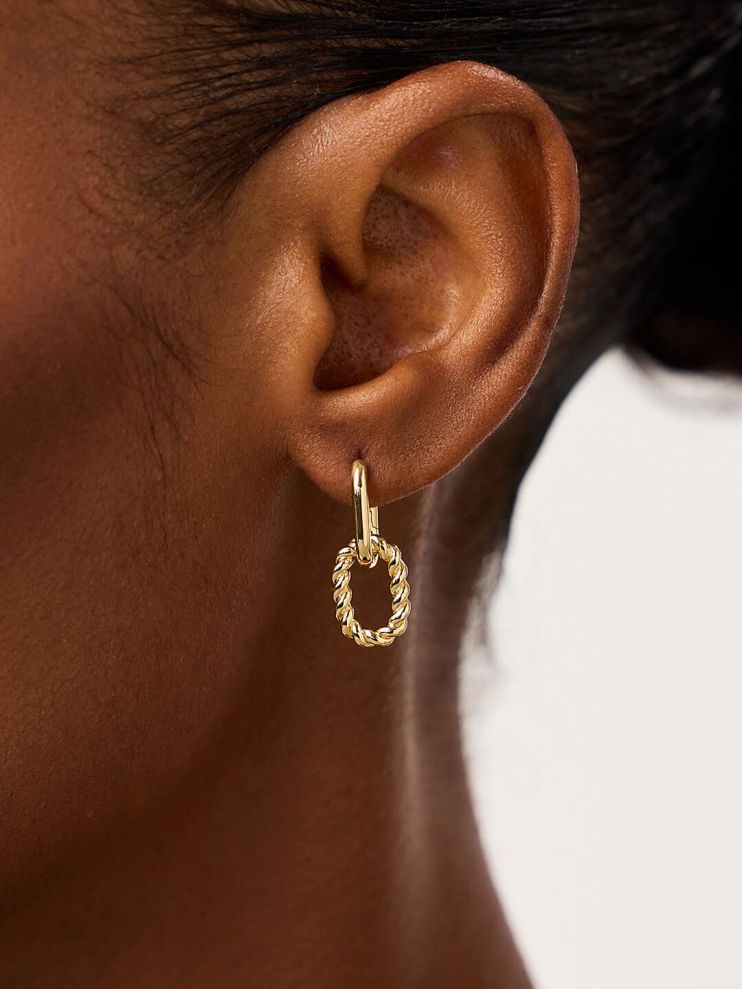 Gold Drop Earrings - Ash Double Mini, GOLD, alternate image number 2