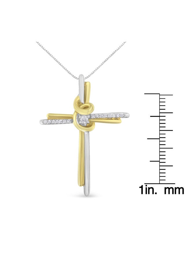 Yellow & White Gold Diamondaccented Cross Pendant Necklace, , alternate image number null