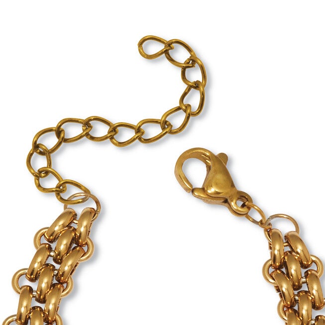 Yellow Gold Ion-Plated Stainless Steel Fancy Link Necklace Set 18-inch, GOLD, on-hover image number null