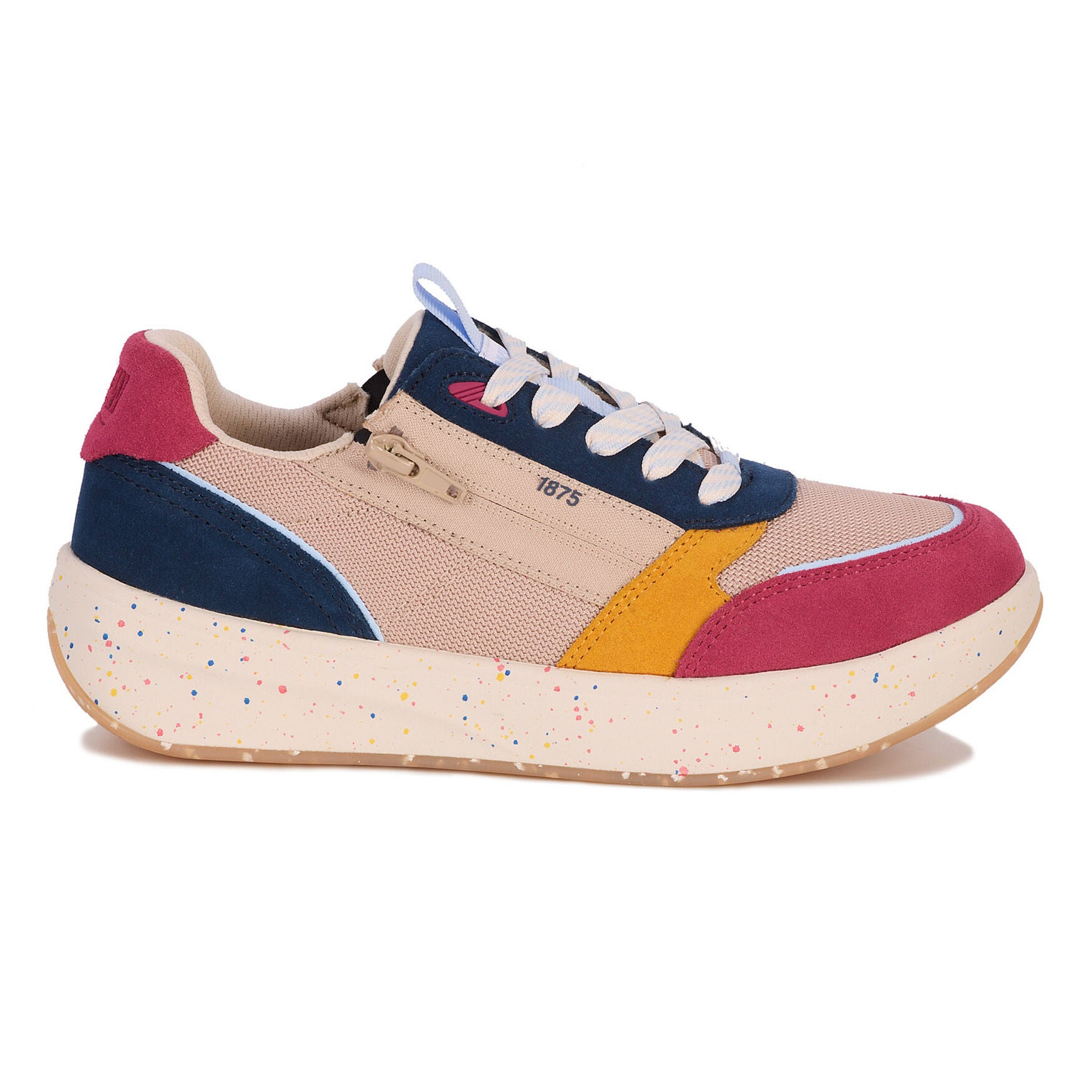 Happy Double Zip Sneaker, PINK AND BLUE, alternate image number 2