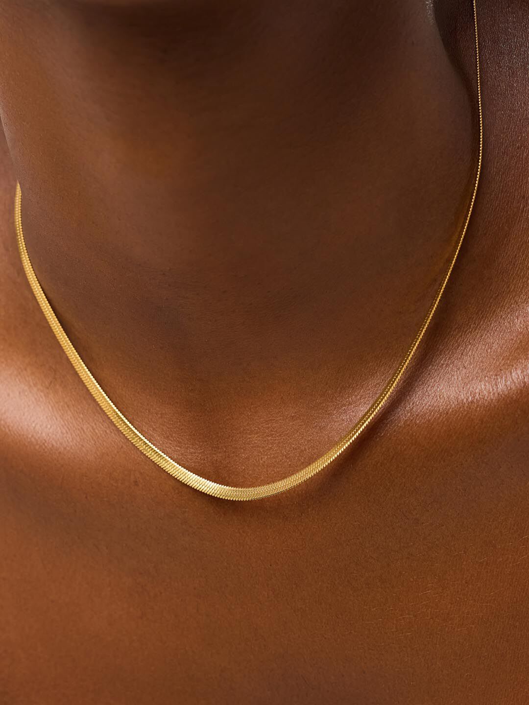 Ina Herringbone Chain Necklace, GOLD, alternate image number 2