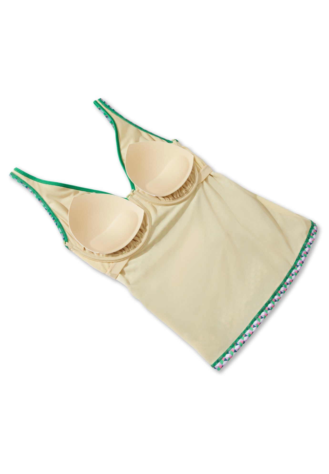 Shimmer Contrast Trim Tankini Set, , alternate image number null