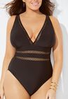 Lattice Plunge One Piece Swimsuit, , alternate image number null