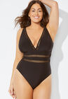 Lattice Plunge One Piece Swimsuit, , alternate image number null