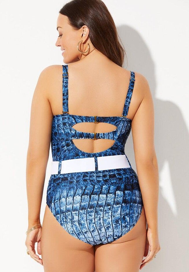 Instincts Belted Underwire One Piece Swimsuit, , on-hover image number 1