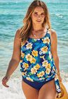 Side Tie Blouson Tankini Top, YELLOW FLOWER, hi-res image number null