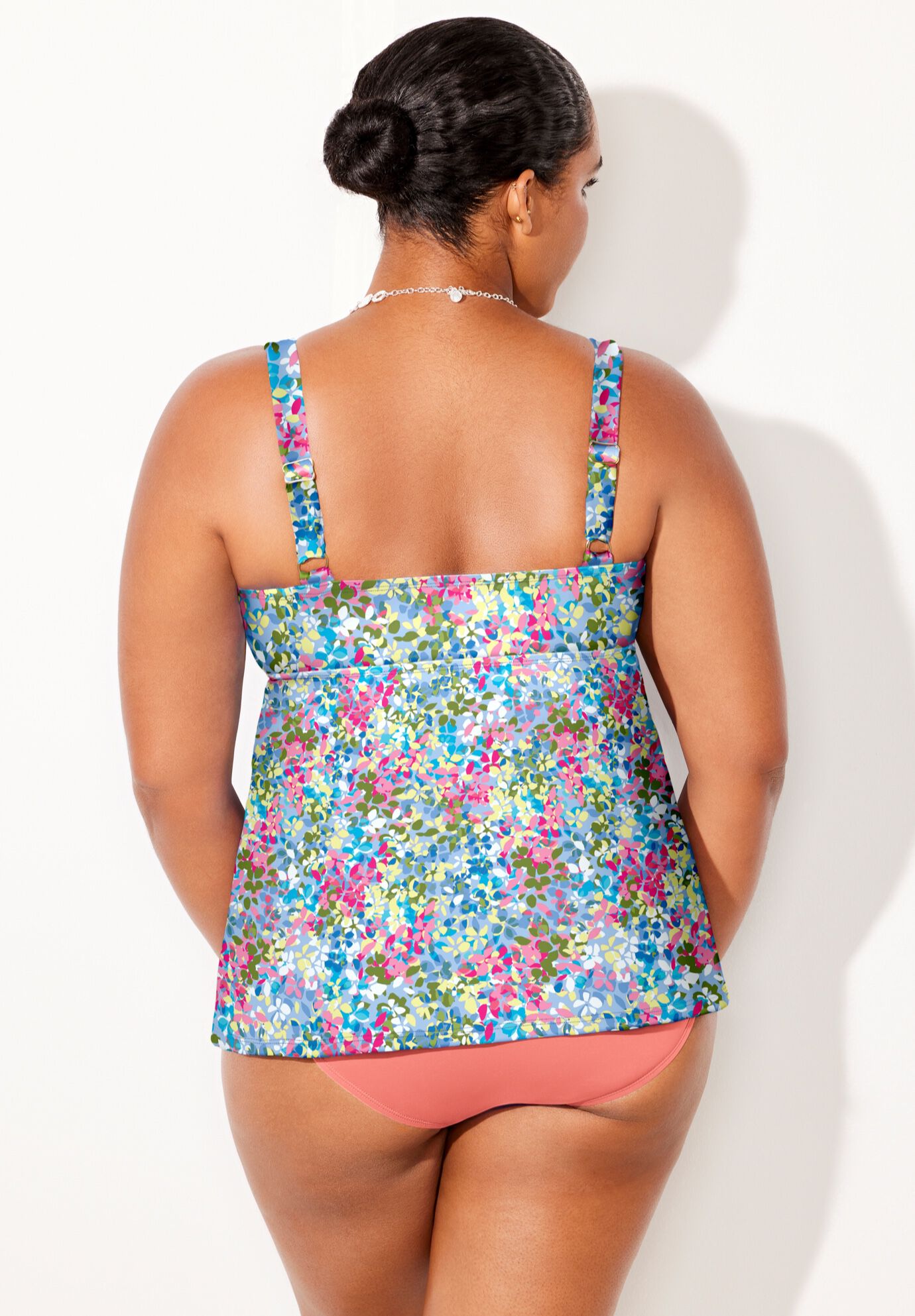 V-Neck Flowy Tankini Set With Full Coverage Swim Brief, , on-hover image number null