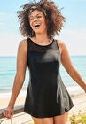 Mesh High Neck Swimdress, BLACK, hi-res image number null