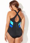 Chlorine Resistant Colorblock One Piece Swimsuit, , on-hover image number null