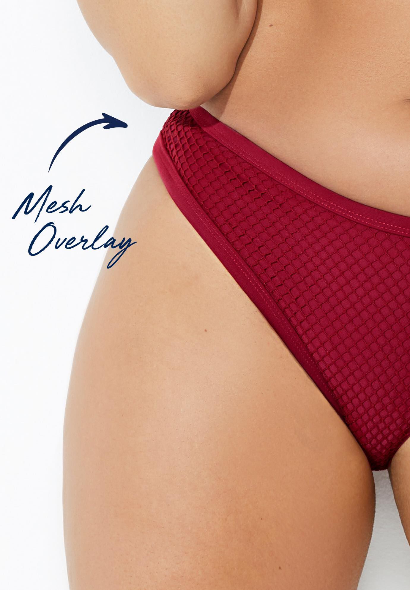 Knit Mesh Overlay Bikini Bottom, , alternate image number 3
