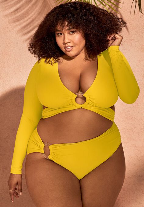 O-Ring Long Sleeve Bikini Top, , alternate image number null