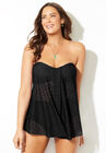 Longer Length Bandeau Flyaway Tankini Top, BLACK, hi-res image number null