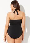 Faux Wrap Halter One Piece Swimsuit, , on-hover image number null