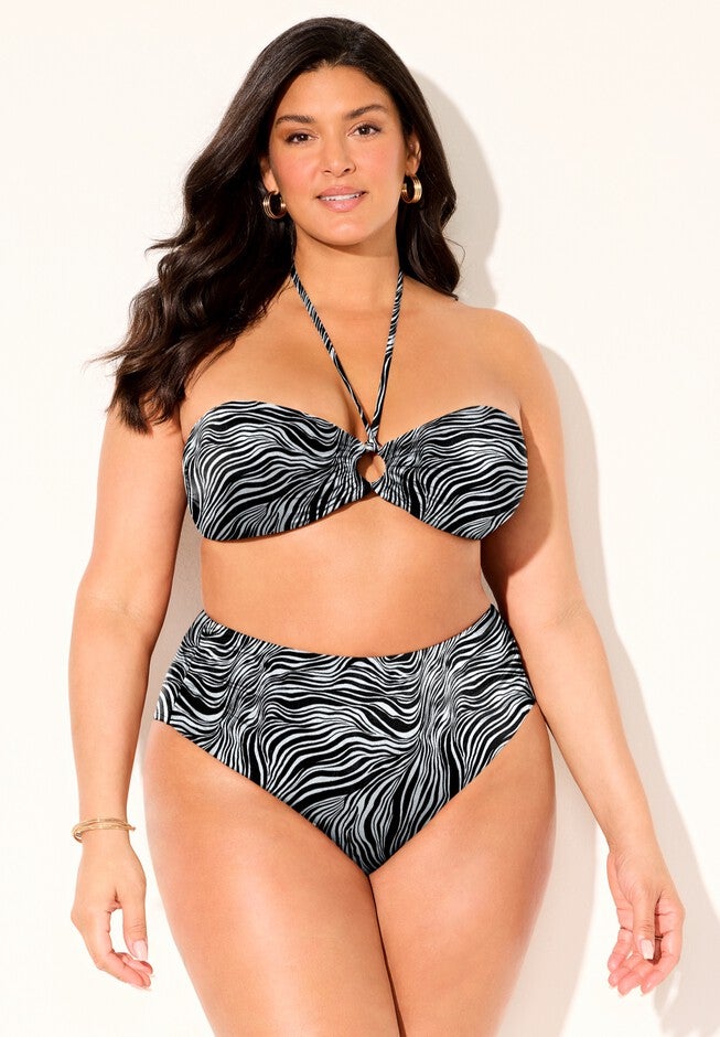 Ruched Ring Bandeau Bikini Set, , hi-res image number null
