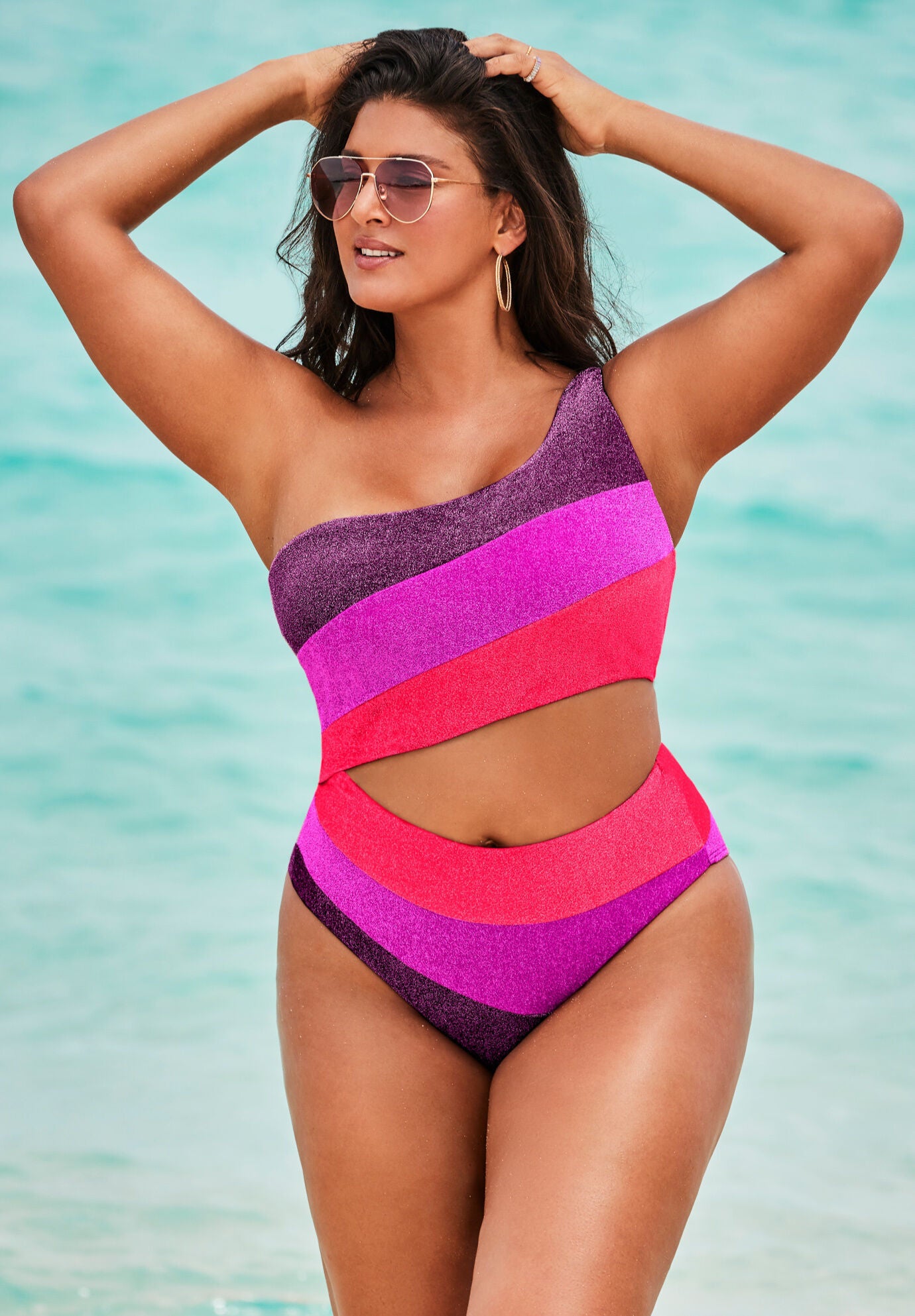 Color block cutout one piece clearance
