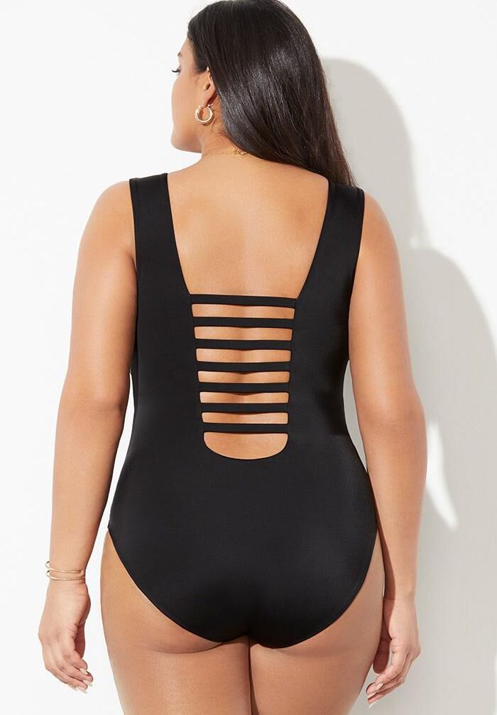 Strappy Scoopneck One Piece Swimsuit, , on-hover image number 1