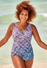 Sarong Front One Piece Swimsuit, BLUE FADED, hi-res image number null