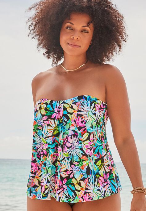 Flyaway Bandeau Tankini Top, MULTI TROPICAL, hi-res image number null