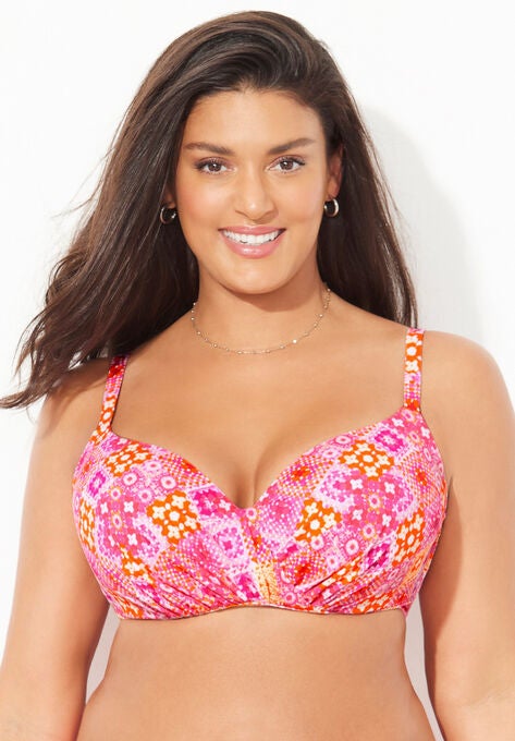 Ruler Bra Sized Underwire Bikini Top, WARM KALEIDOSCOPE, hi-res image number null