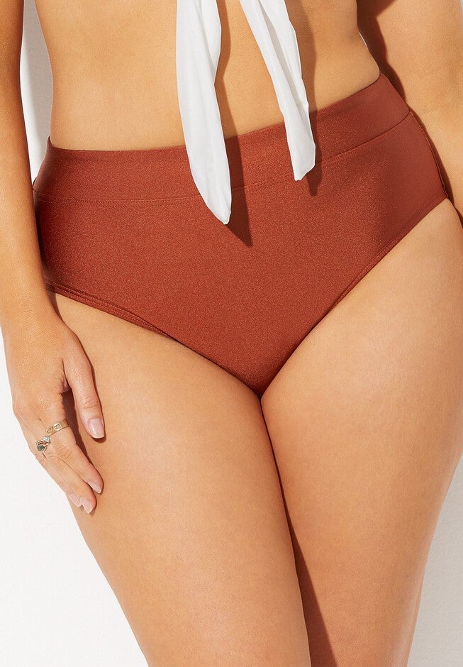 Metallic High Waist Bikini Bottom, SHINY DATTERO, hi-res image number 0