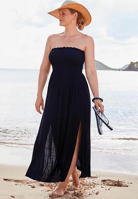 Kelly Strapless Maxi Dress Swimsuit Cover Up, BLACK, hi-res image number null