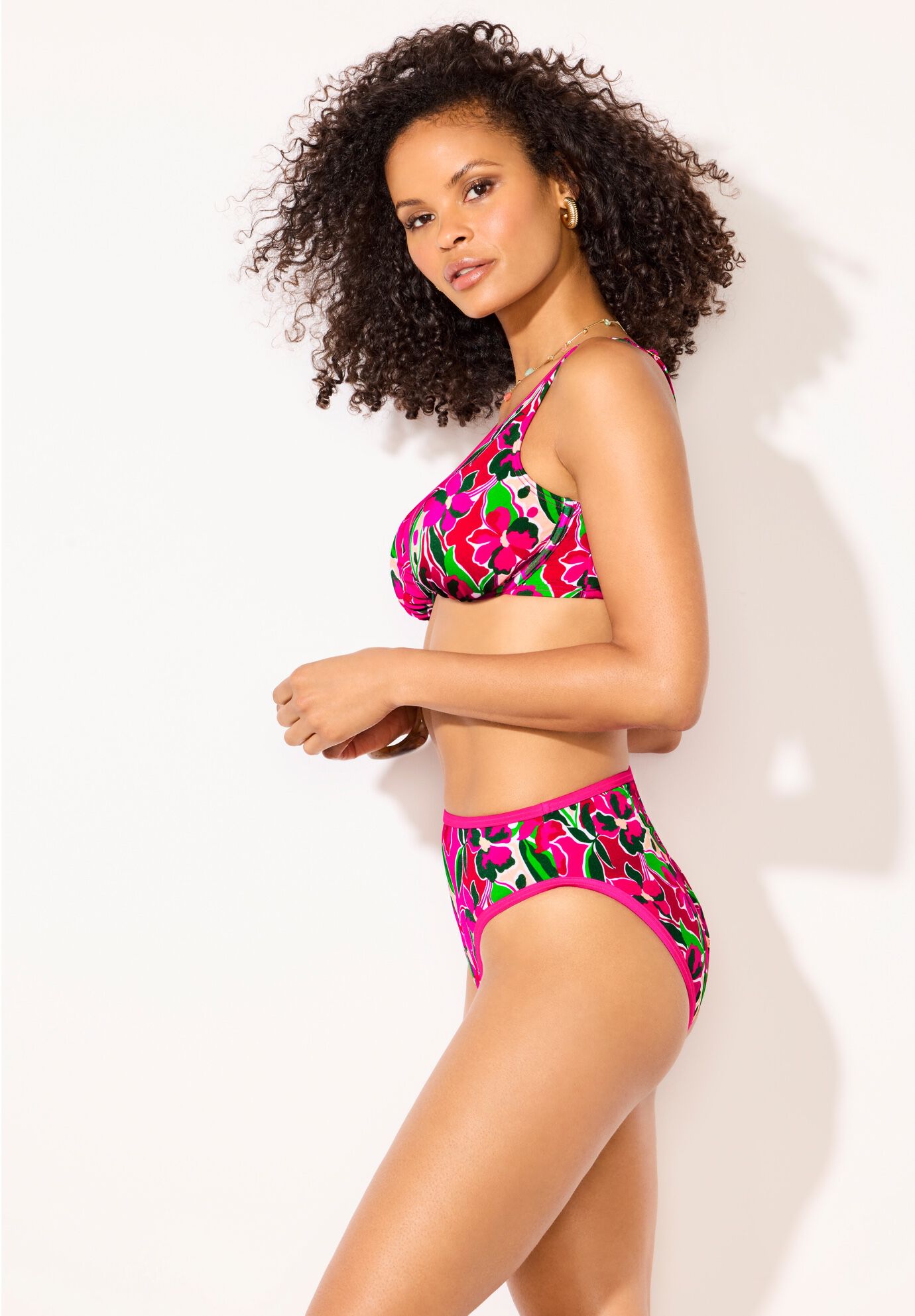 Shimmer Contrast Trim Underwire Bikini Top, PINK PARADISE SHIMMER, alternate image number 2