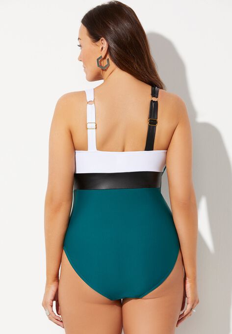 Colorblock One Piece Swimsuit, , on-hover image number null