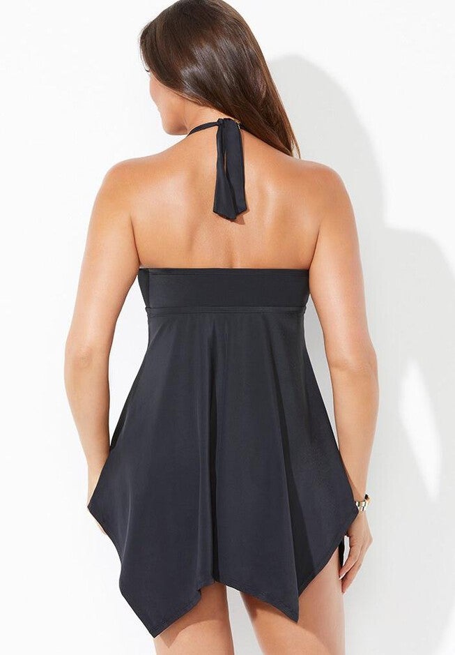 Handkerchief Halter Two-Piece Swimdress Set, , on-hover image number null