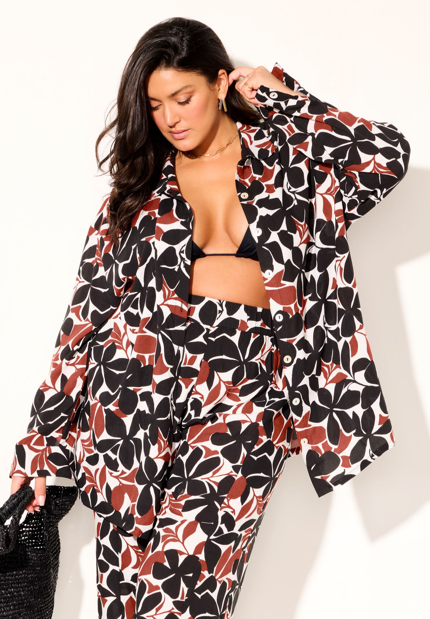 Oversized Buttondown Lounge Cover Up Shirt, ISLAND SIMPLICITY, alternate image number 7