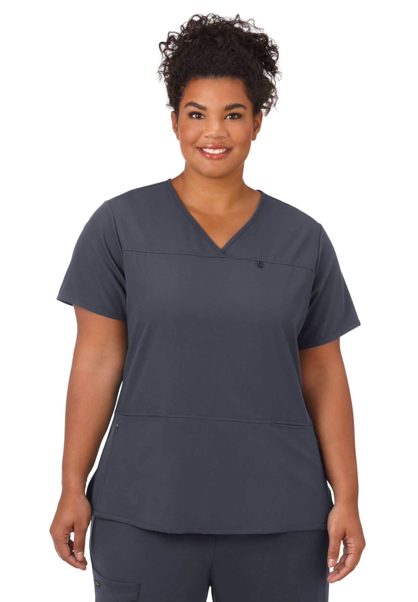 Jockey Scrubs Women&#39;s True Fit Crossover V-Neck Top, CHARCOAL, hi-res image number 0