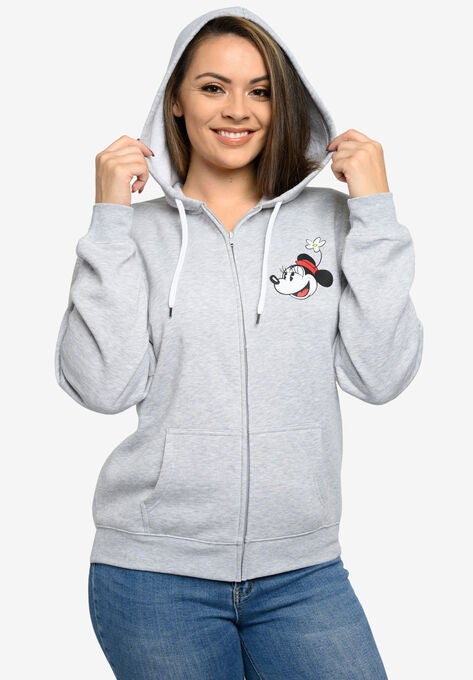 Disney Mickey Minnie Mouse Stroll Zip Hoodie Sweatshirt Gray, GRAY, hi-res image number null