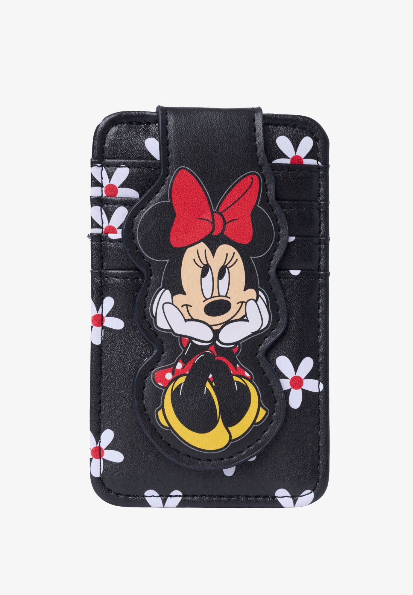 Disney Minnie Mouse Daisy Slim Card Holder Wallet Black Floral ID Case, BLACK, hi-res image number 0