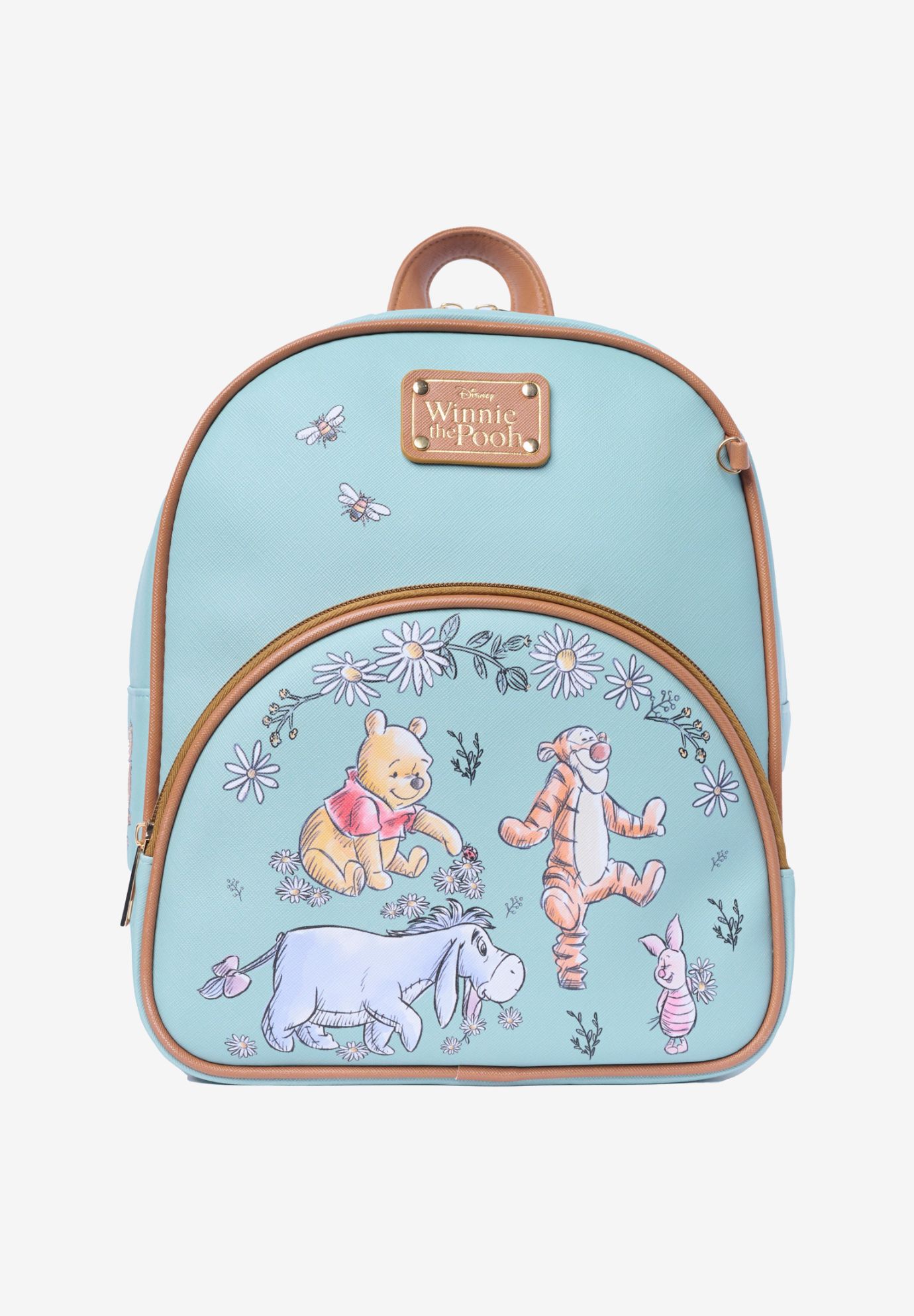 Winnie the Pooh Mini Backpack Sketch Floral Disney Bag with Detachable Charm, BLUE, alternate image number 5
