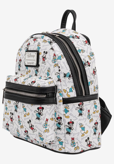 Loungefly x Disney Mickey Minnie Donald Daisy Mini Backpack Handbag White, , alternate image number null