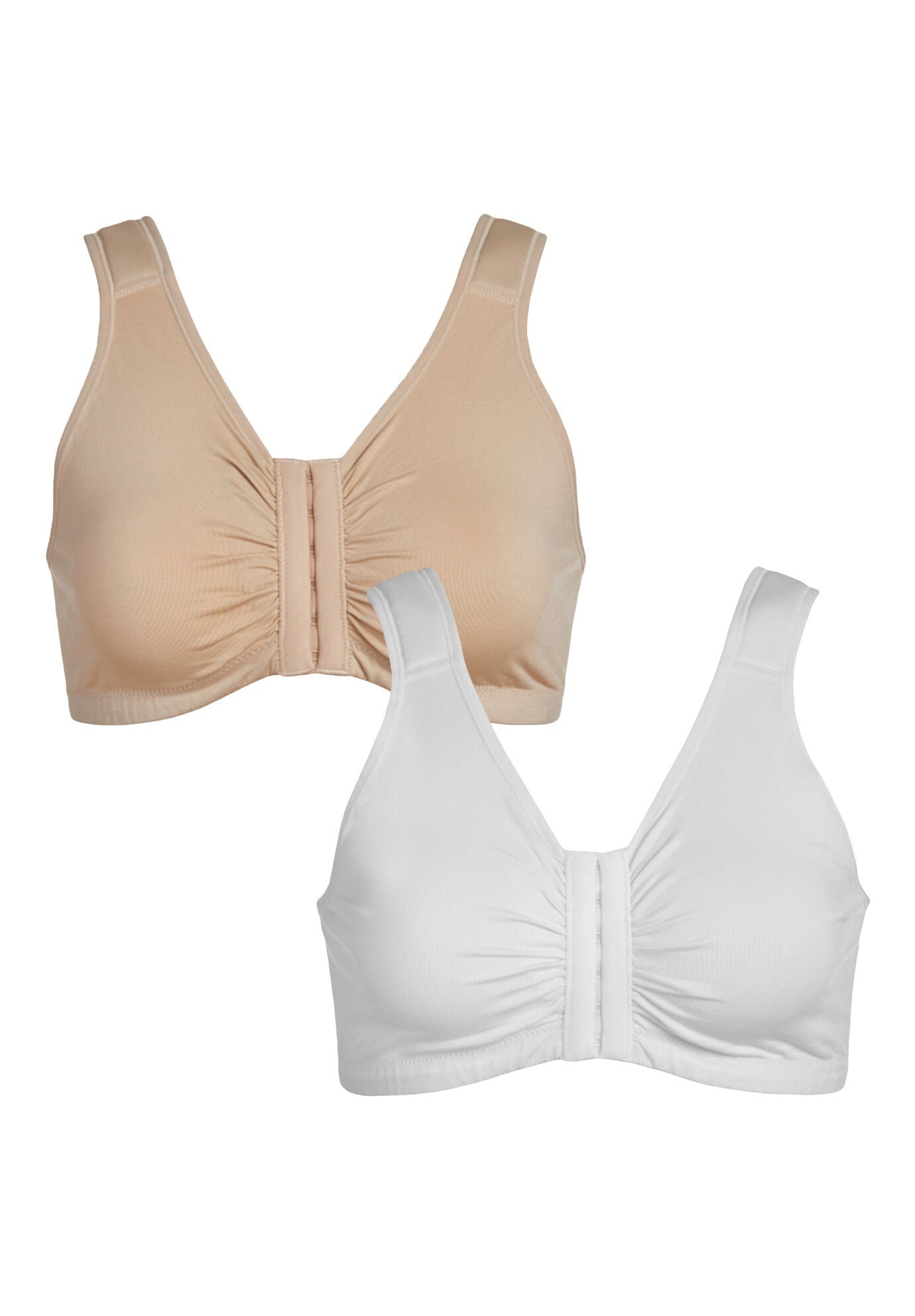 The Laurel - Seamless Comfort Front-Closure Bra 2-Pack, BEIGE WHITE, hi-res image number 0