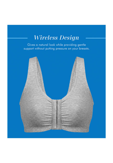 Bestform 5006014 Comfortable Unlined Wireless Cotton Stretch Sports Bra With Front Closure, , alternate image number null