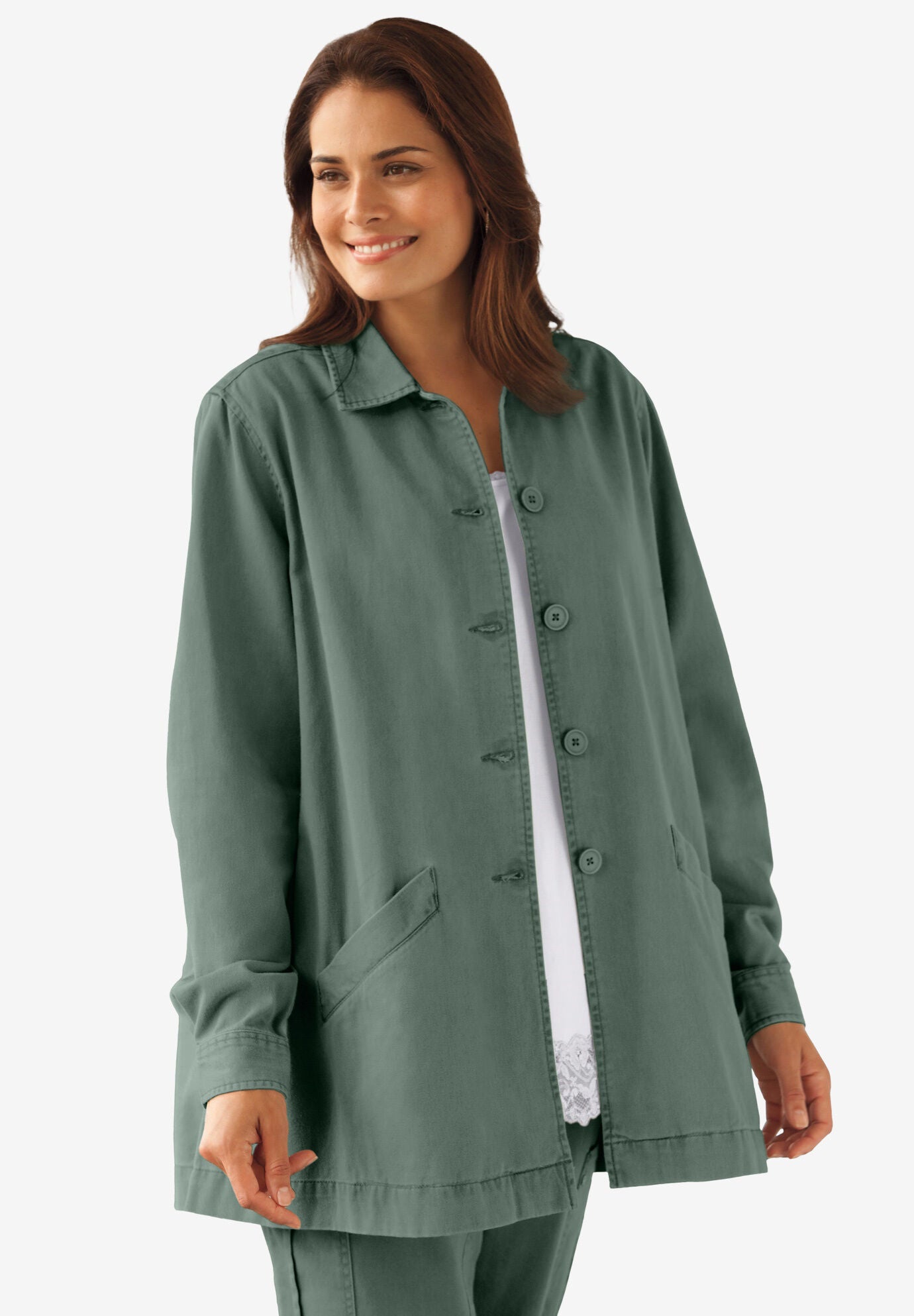 Pleat-Back Denim Jacket | Ellos